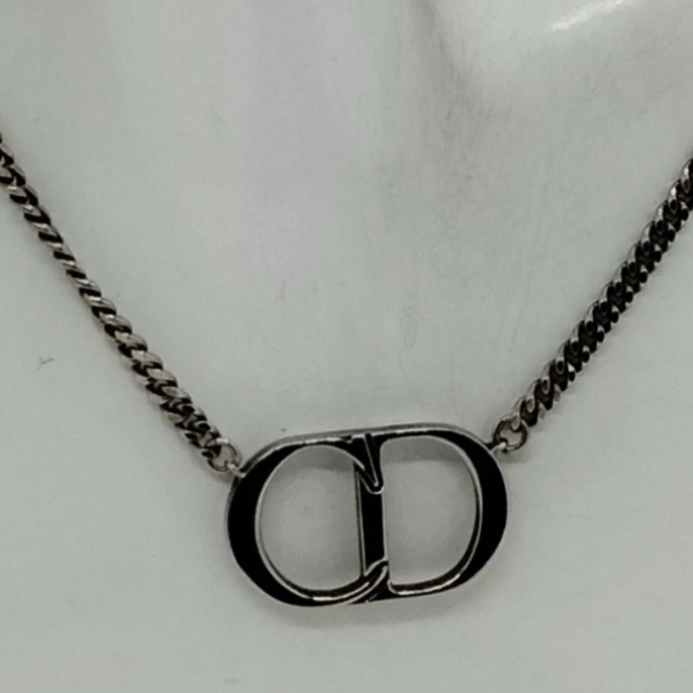 Christian Dior Necklace Silver Authentic Classic CD - Picture 9 of 14
